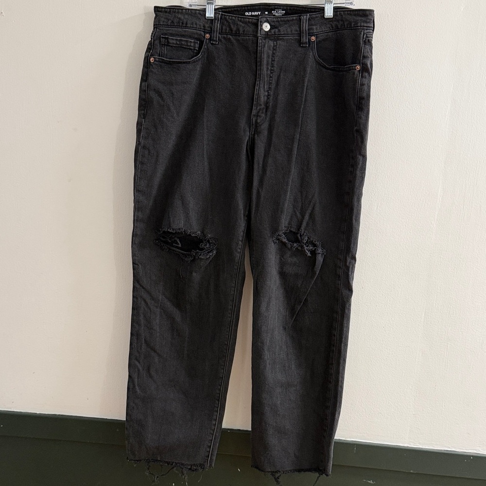 Old Navy Black Distressed Women's Flare Jeans